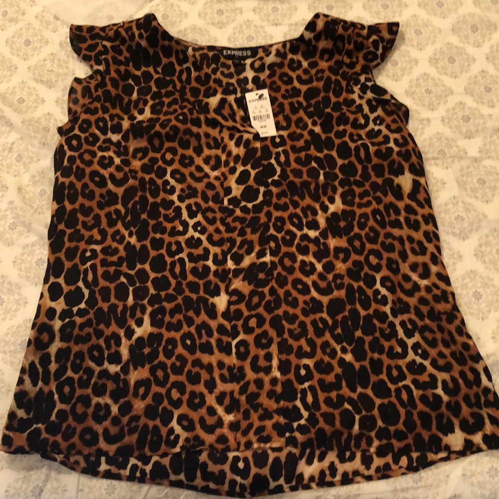 Express cheetah pattern short sleeve shirt